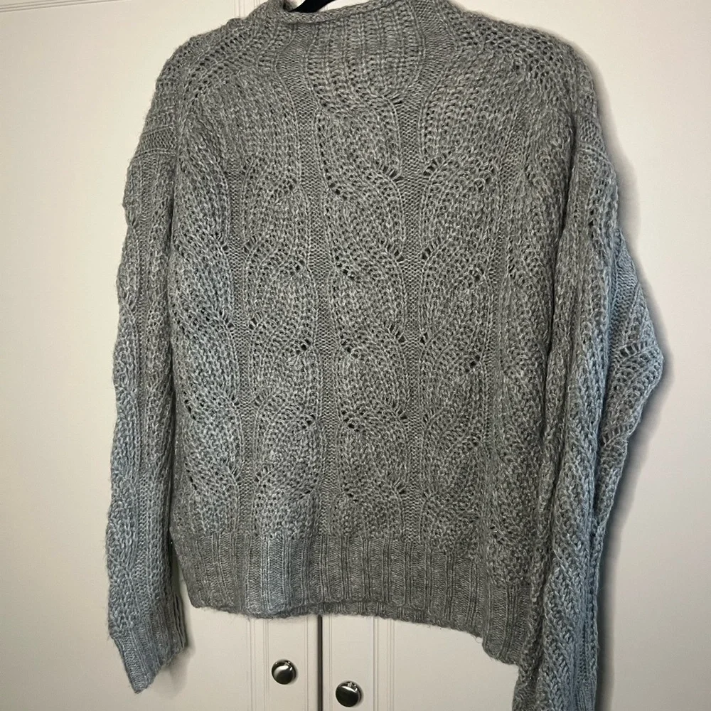 J. Crew pointelle Cableknit sweater alpaca blend